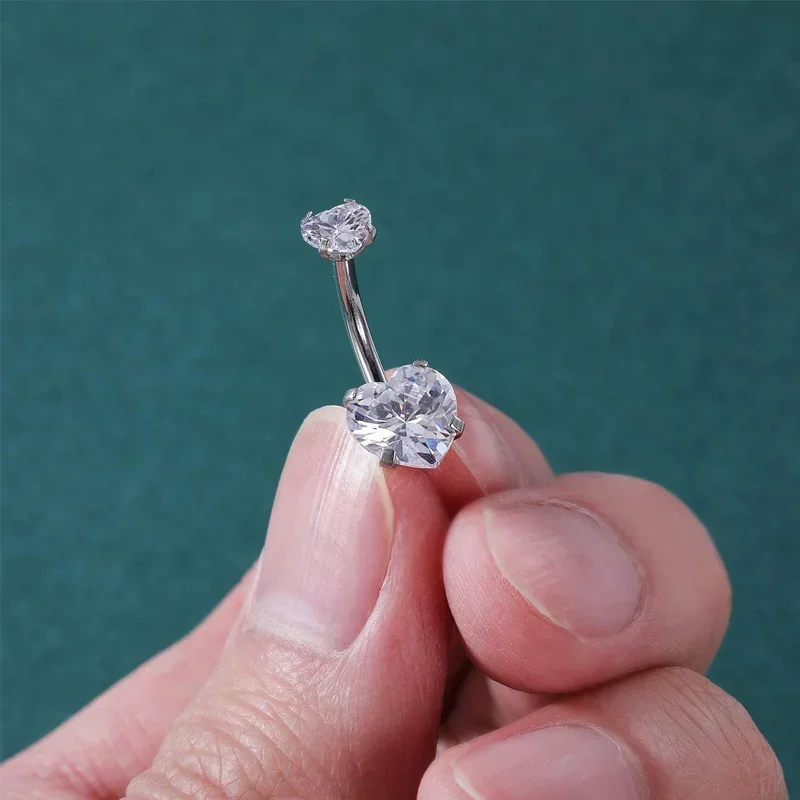 Body Jewelry Surgical Steel Crystal Zircon Flower Heart Dollar Letter Eye Pendant Belly Button Piercing Ring