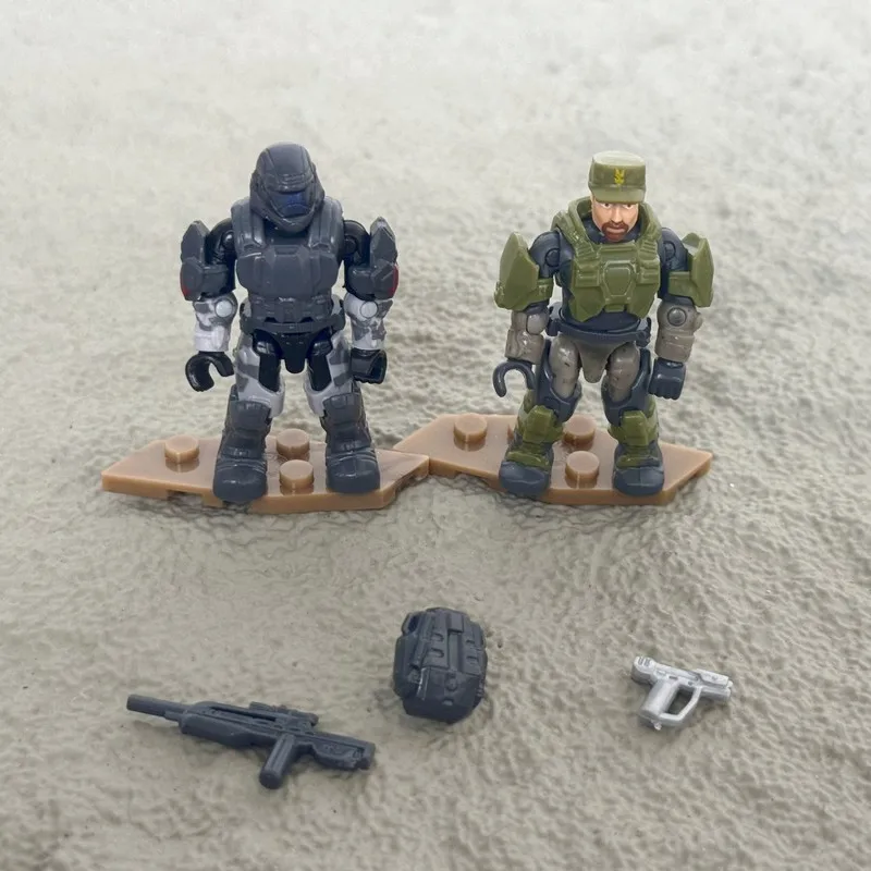 2개 메가 컨스트럭스 블록스 유니버스 UNSC SGT 마커스 스태커 & 스파르탄 전사 피규어 장난감 팩 키트