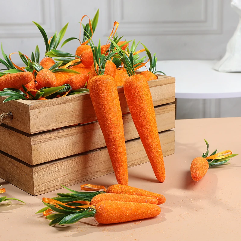 Easter Carrot Ornaments Foam Artificial Carrots Easter Tree Hanging Pendant Home Decoration Kids Birthday Party Favors Gifts