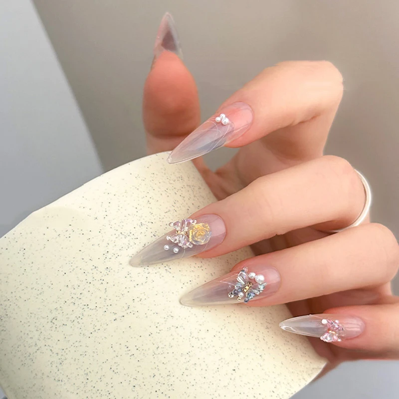 30Pc 3D Fee Schmetterling Nail art Charme Luxus Kristall Klar Diamant Perle Schmetterling Nagel Ornament DIY Exquisite Nagel Zubehör – Detail 8