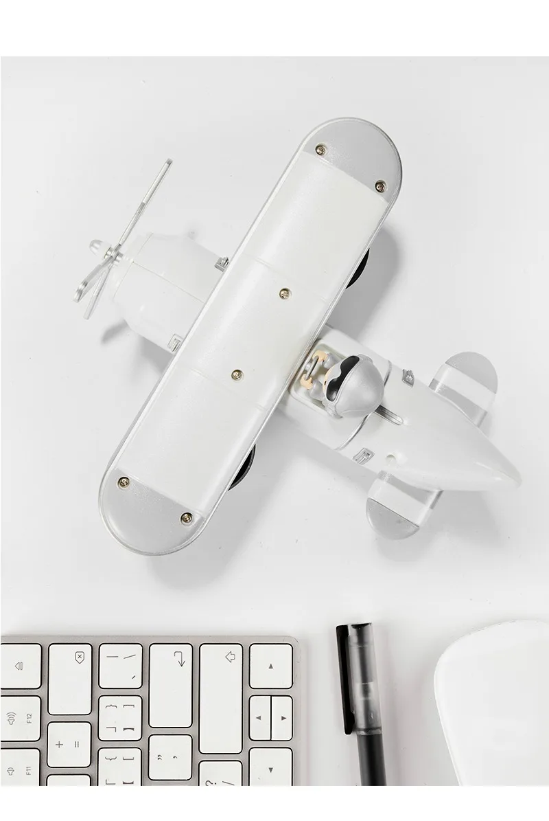 Plastic Case Creative Table Clocks Vintage Aircraft Moulding Desk Clock Auto Page-Turning