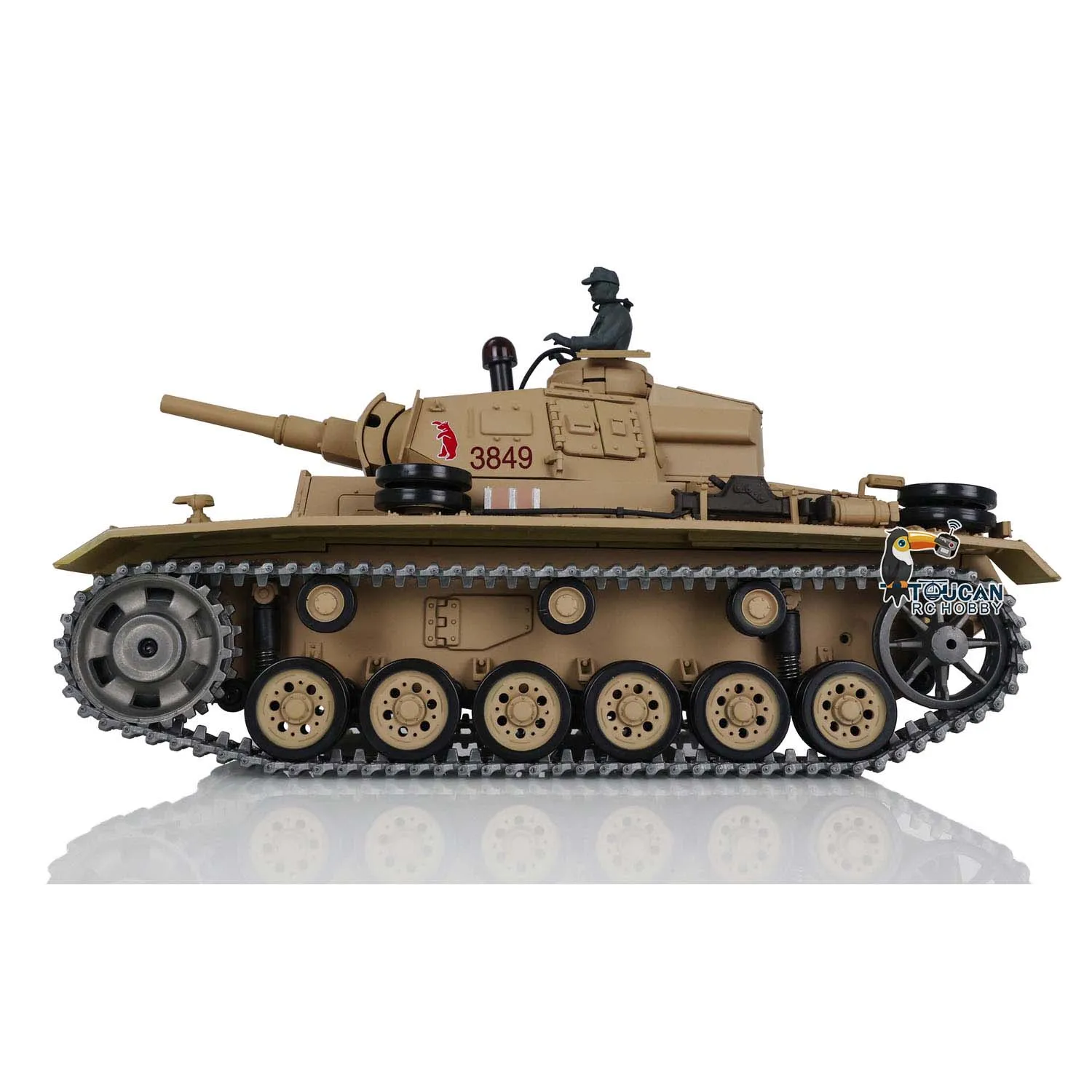 HENG LONG 1/16 스케일 Tk-7.0 업그레이드 FPV 카메라 장착 Panzer III H RC 탱크 3849 360 °   터렛 옐로우 리모컨 장난감 소년용 TH17368