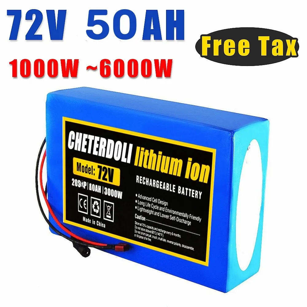 

72V 50Ah 40Ah 30Ah 20Ah Electric Bike Battery 21700 5000mAh Cell 72V Electric Scooter Lithium Battery with 30A 50A BMS