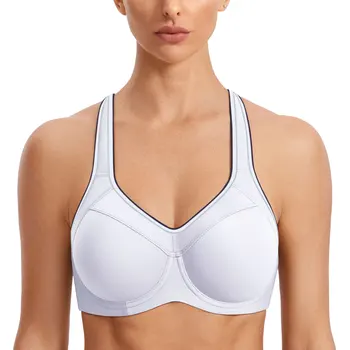 Sports Bra Black White Women Push Up Full Support High Impact Racerback Lightly Lined Underwire Underwear Lady Clothing 1