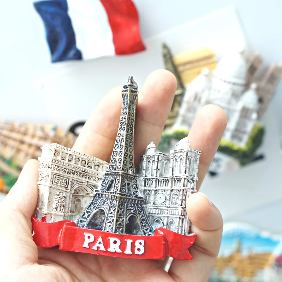 1 pcs France Fridge Magnets Paris Tower Versailles Cote d'Azur Notre Dame Louvre Modeling Refrigerator Stickers