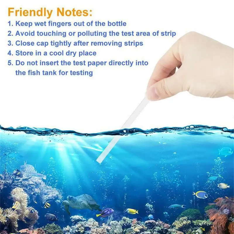 Ammonia Test Strips 50pcs for Fish Tank Quick Water Quality Testing Paper Kit Ammonia Tester Safe Water Test Kit for Aquarium