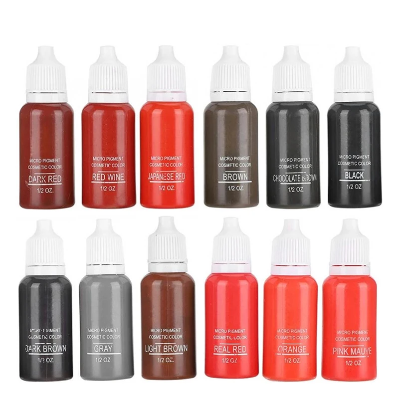 

15ml 6pcs Tattoo Ink Set Permanent Makeup Eyebrow Lips Eyeline Tattoo Color Microblading Pigment Body Beauty Tattoo Art Supplies