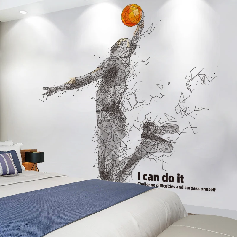 Basketball Decor For Bedroom Black Vinyl Wall Art Stickers Sports Removable Decal For Kids Room, Living Room Easy To Apply From Shouya2018, $16.55