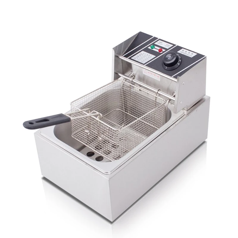 220V 2500W Automatic Commercial Electric Fryer French Fries Machine Fried Chicken Burger Snack Fried Meatballs Stainless Steel