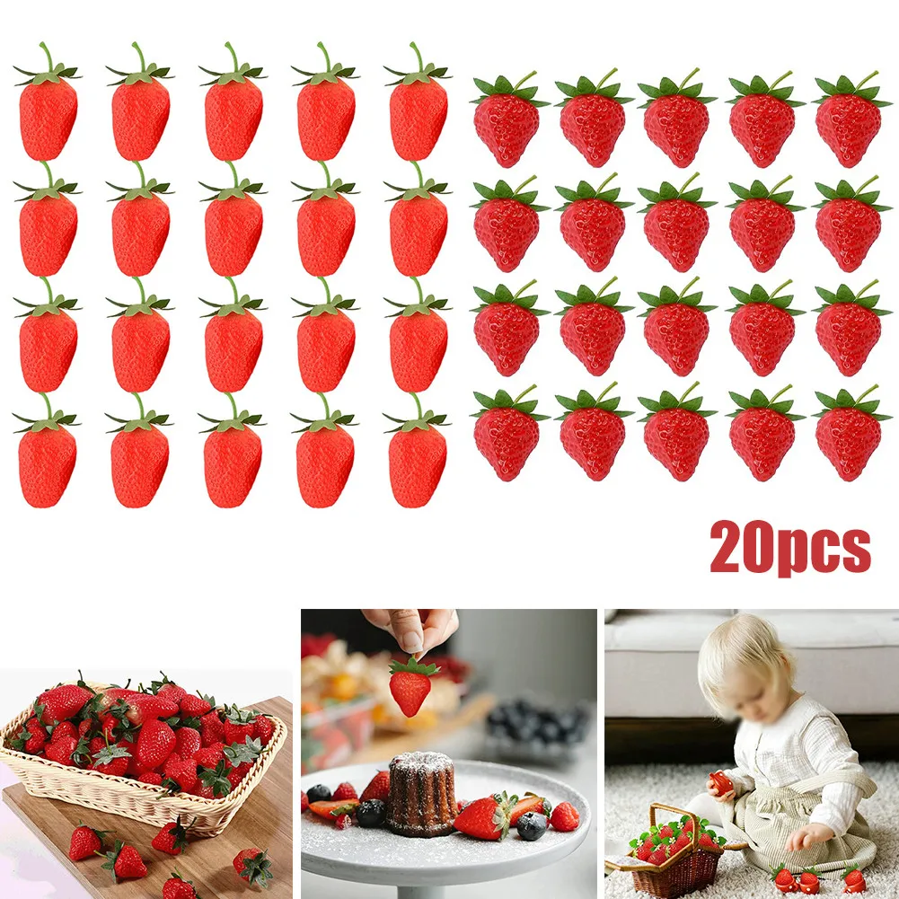 20pcsArtificialStrawberryLifelikeFakeFruitChildrensToysFake