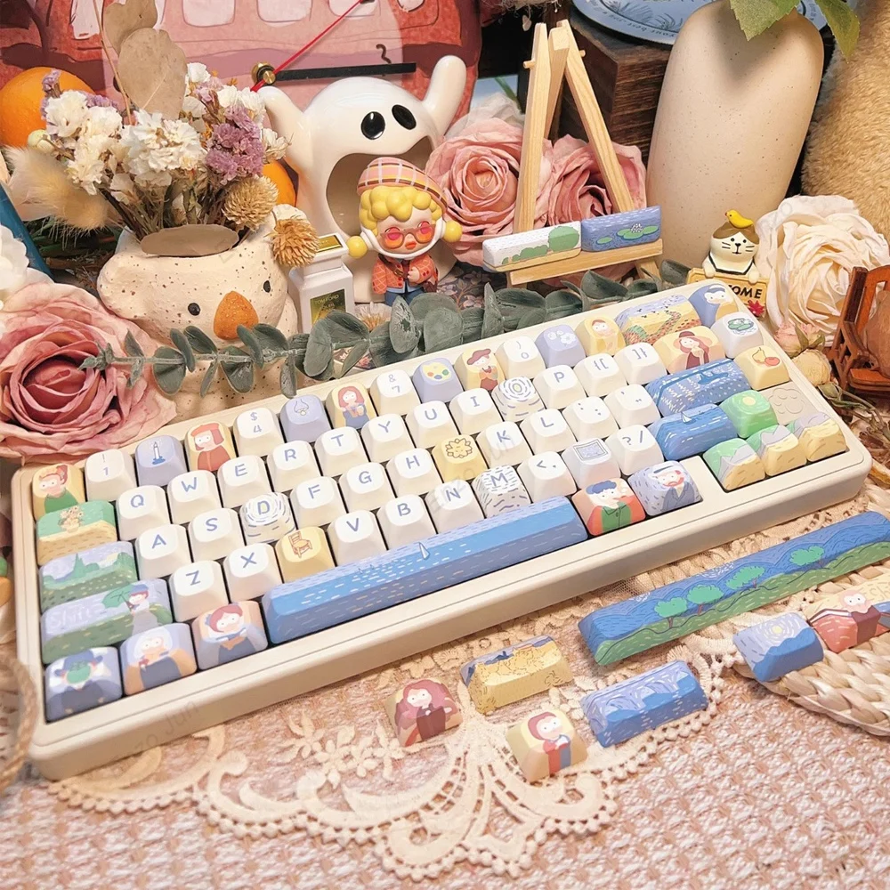 

Great work Theme Keycap MDA Profile Personalized 150 Keys PBT Keycaps Yellow Blue Keycap Mechanical Keyboard Keycaps 2.25U 2.75U