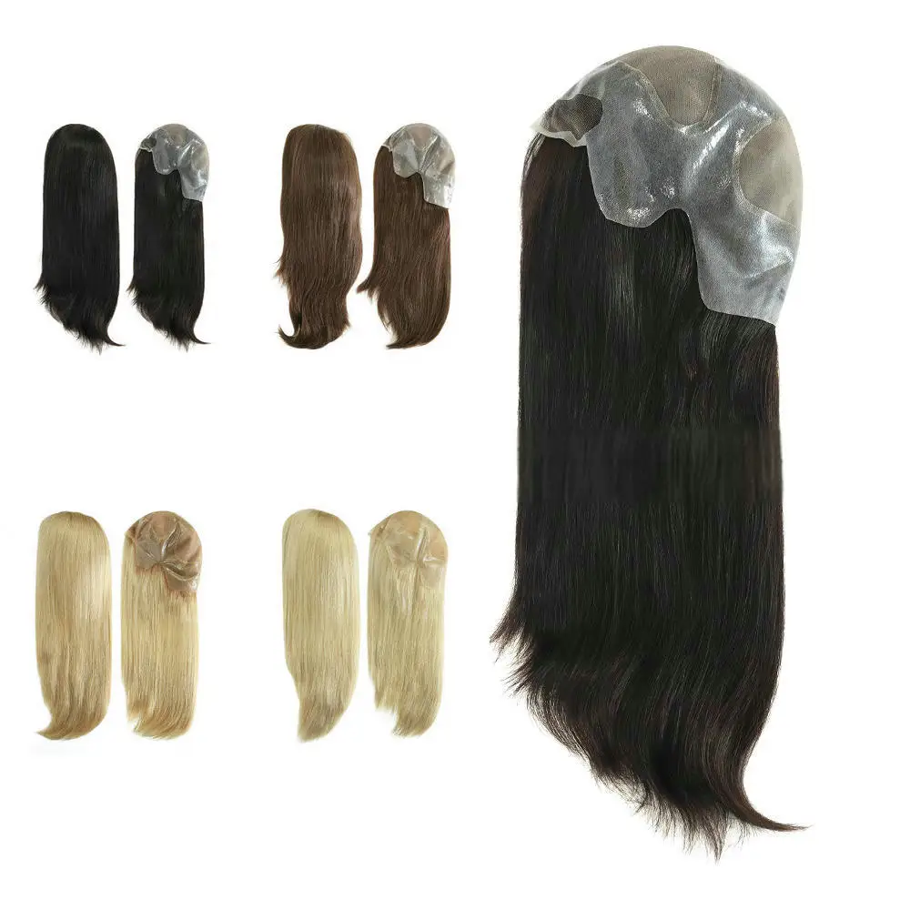 Chinese Cuticle Remy Hair Medical Wig French Lace In Front With Fine Mono Lace