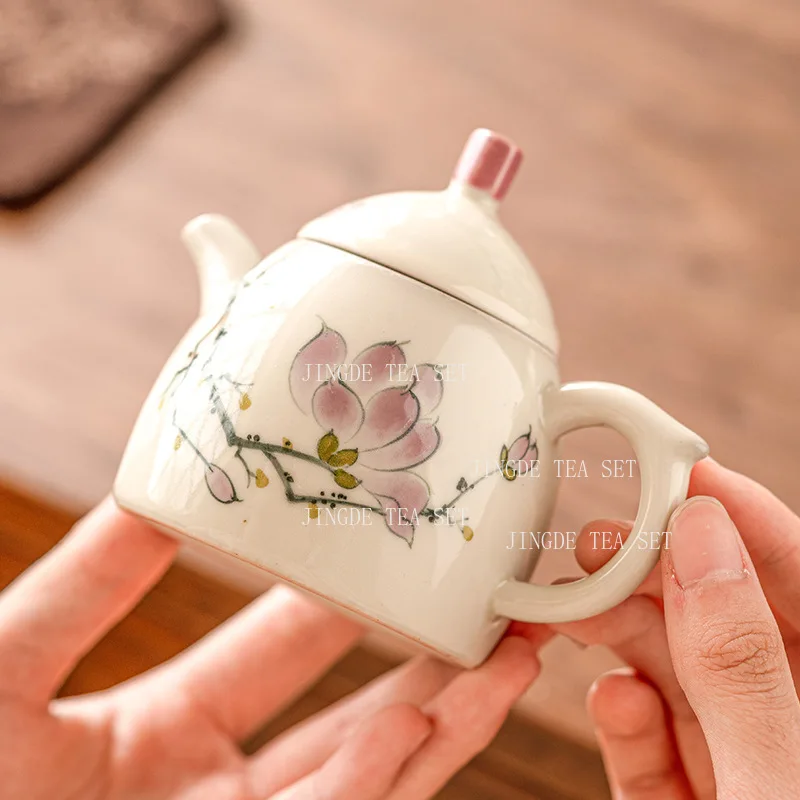 100ml Hand-painted Magnolia Teapot Ceramic Small Capacity Brewing Teapot Chinese Upscale Kung Fu Tea Set Master Teacups