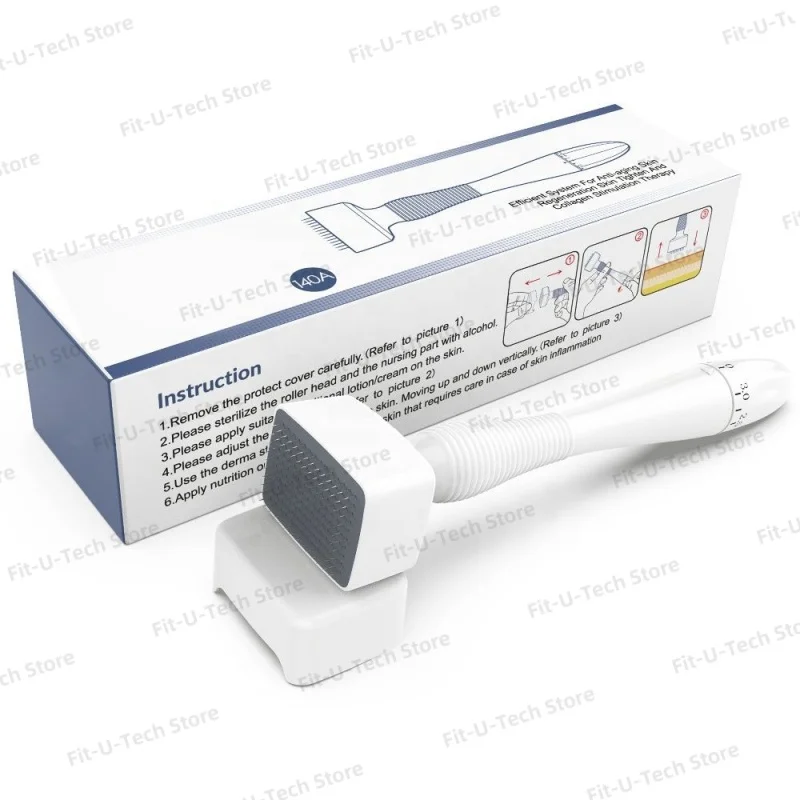 Derma Stamp 140A Microneedling Face Roller Massager Adjustable Titanium Needle Length Skincare Beard Growth Scalp Hair