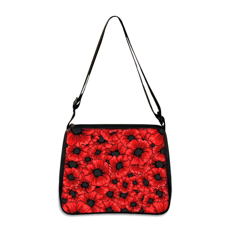 Floral Printed Handbag Women Rose Shoulder Bag Canvas Summer Beach Bag Daily Use Female Shopping Lady