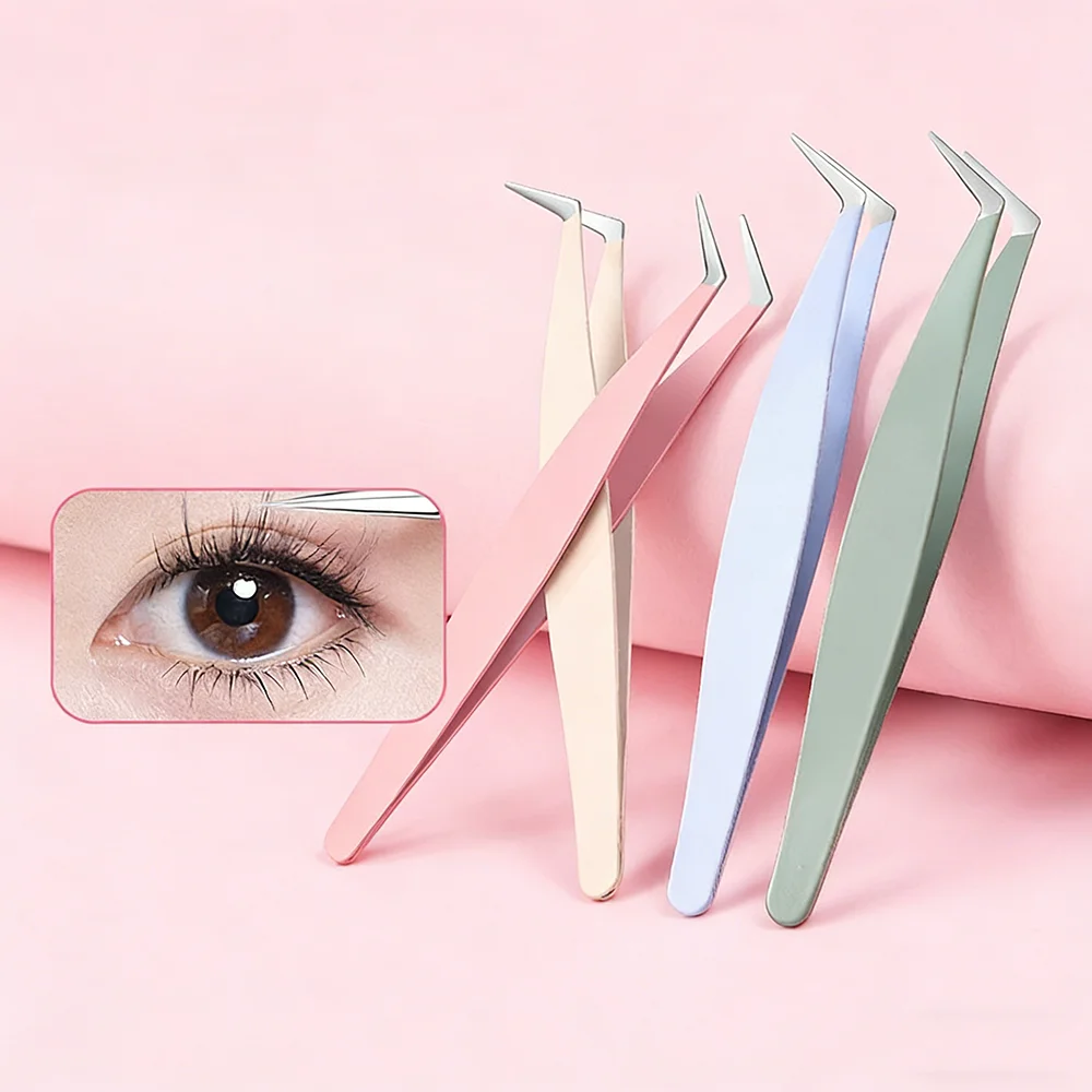 스테인레스 스틸 핀셋 스테인레스 스틸 접목 속눈썹 컬러 속눈썹 핀셋 메이크업용 고품질 인조 속눈썹 클립