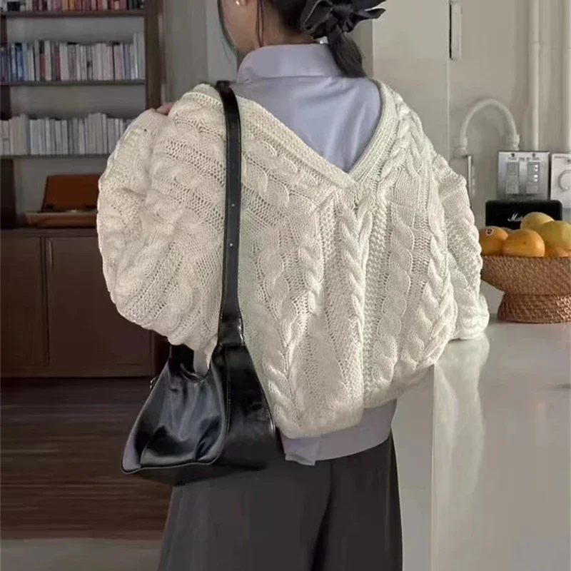 Autumn and Winter New Women's Clothing Long-sleeved Knitted Sweater Office Fashion Casual Cardigan Top Knitwear