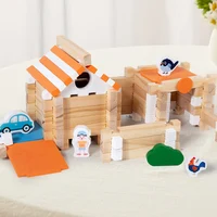 DIY Wooden Building Blocks Set Mini House Montessori Learning Toy for Children Early Education Creative Wood Blocks Stacking Toy