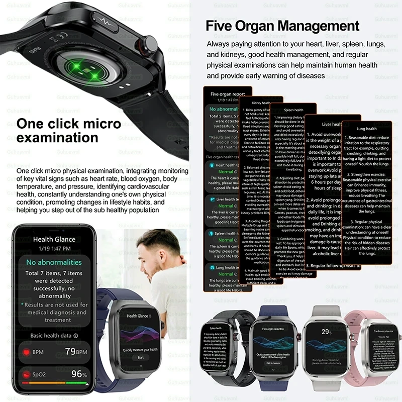 SmartWatch Full touch screen physical examination Blood Pressure Uric Acid  Health Blood Oxygen Body Fat ECG Sport Smart watch 4