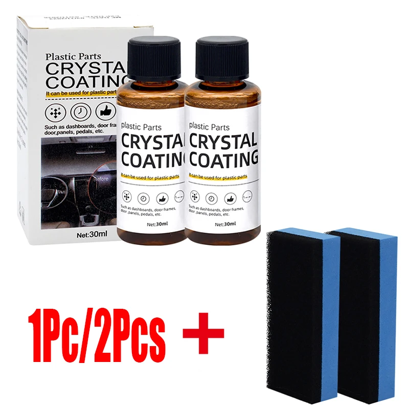 30/60ml Plastic Restorer for Car Easy To Use Plastic Part Refurbishment Crystal Coating Refurbish Agent with Sponge Long Lasting car interior plastic part retreading agent car maintenance dashboard plastic restorer refurbishment coating cleaner accessories