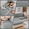Jacquard Thick Sofa Cover Elastic Polar Fleece Couch Covers for Sofas Living Room Spandex Seat Covers L-shaped Solid Colors Home 5