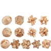 Montessori 3D Puzzles Game Unlock Toys Wooden Kong Ming Lock Lu Ban Lock IQ Brain Teaser Educational Toy for Kids Children Adult 3