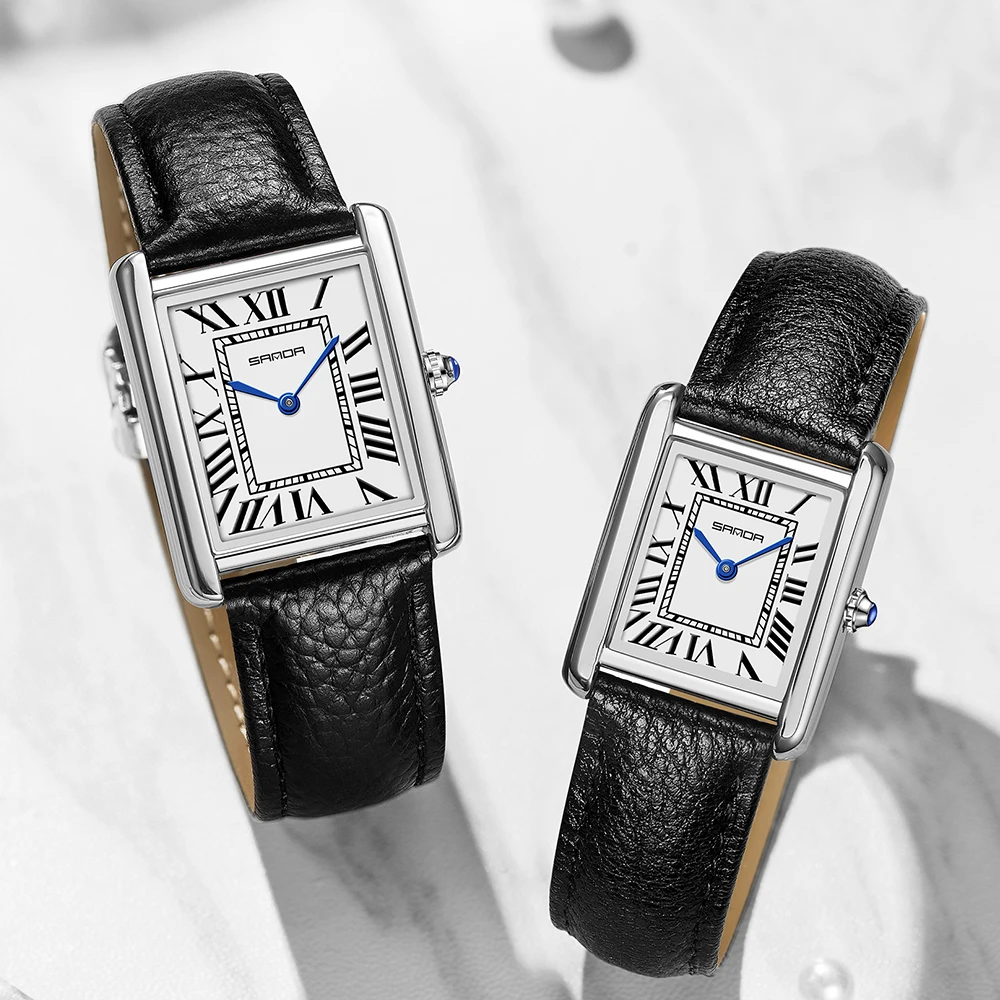 Fashion Men Women Quartz Watch Roman Numeral Stainless Steel Leather Wristwatch Casual Lovers Waterproof Couple Watches Masculin