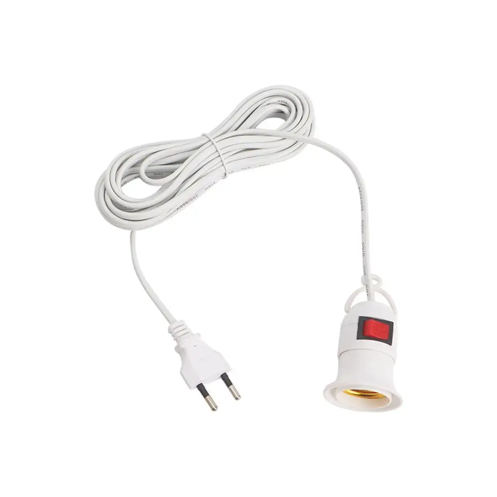 Restaurant E27 Pendant Lighting 13FT extension cord Converter On/Off switch Lamp Bases Plug Holder Lamp Adapter Light socket 2500w 10a 250v 3 in 1 eu extension plug electrical adapter 180 degree rotation for mobile phone charging converter socket