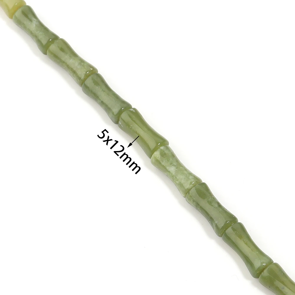 Apx 32 Stück 5 x 12 mm Bambusform Jade Achat Perlen Naturstein Perlen lose Distanzperlen für DIY Schmuckherstellung Armband Halskette – Detail 1