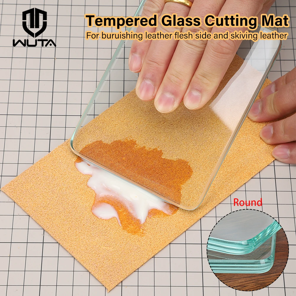 Leather Burnisher Tool Leather Burnisher Craft Tools Clear Tempered Glass Slicker for Burnishing Polishing Board Leather Finish Tokonole Gum Tool
