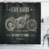 Motorcycle Shower Curtain Horsepower Adventurous Journey Freedom Ride Masculine Vehicle Bathroom Curtains Decor Set with Hooks 6