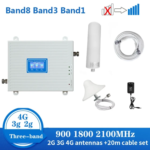 Amplificador de señal móvil 2G 3G 4G LTE, repetidor celular GSM DCS WCDMA  Set band 20 8 3 1, 800, 900, 1800, 2100 mhz - AliExpress