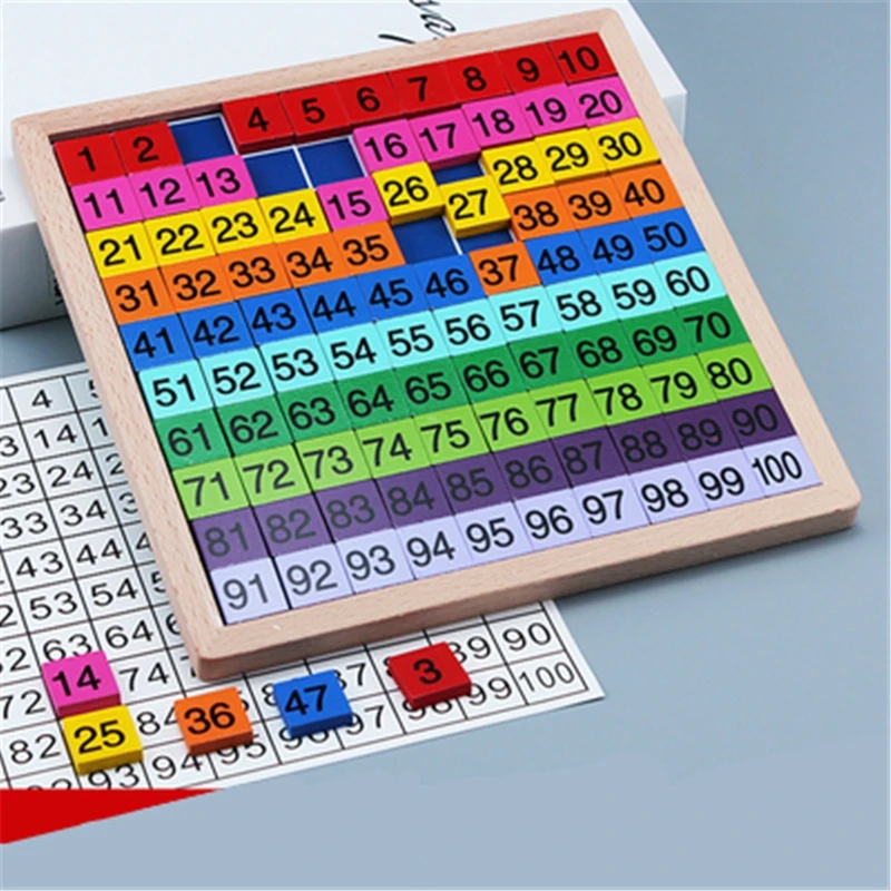 Math Teaching Board Wooden Toy 1-100 Consecutive Number Learning Toddler 3 4 Toy
