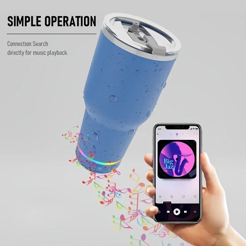 Description Picture 4 of itemPortable 30oz Thermos Cup Wireless Bluetooth Speaker Stereo Sound Music Reusable Stainless Steel Water Bottle with Bottle Opener