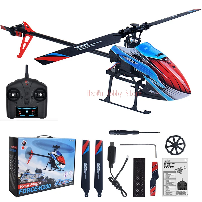 

WLtoys XK K200 4CH 6-Axis Gyro Altitude Hold Optical Flow Localization Flybarless RC Helicopter RTF - with 1 Batteries