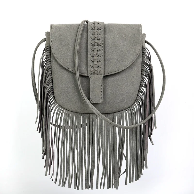 

Fashion Women's Bag Bohemian Style Tassel Crossbody Bag Braided Semi-Circular Soft Leather Macrame Saddle Single Shoulder Bag