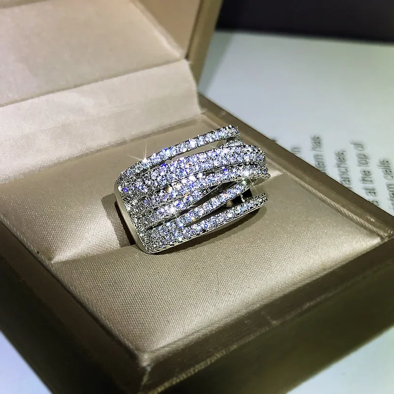 925 Sterling Silver Women Rings Interweave Design Zirconia Wedding Ring Valentine Present Jewelry Anniversary silver ring wedding rings silver rings