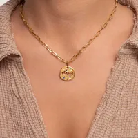 Fête des mères MAMA collier cadeau irrégulier circulaire gardien pendentif collier nouvelle mode en acier inoxydable collier accessoire cadeau 4