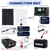 SOECOPO 20000W ensemble complet de système solaire 500W panneau solaire, onduleur (2 prises) 12V/24V 110V/220V, contrôleur 100A maison, Camping 6