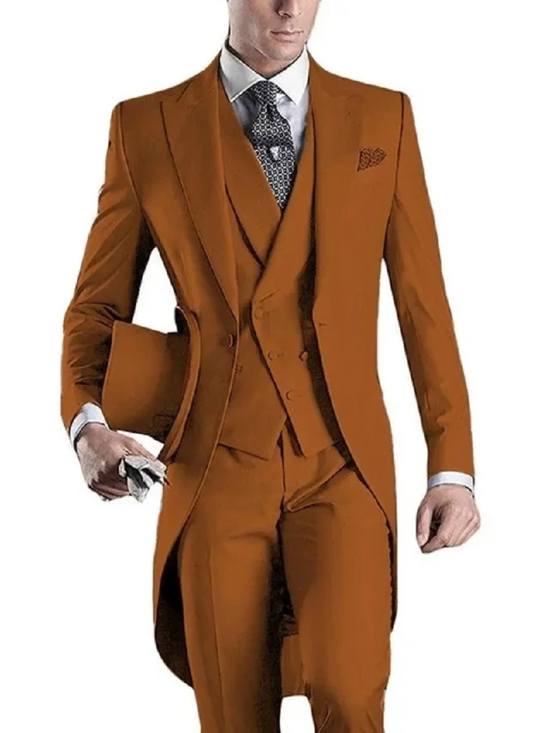 Costume Homme 3 Pieces Fashion Tuxedos Groom Wedding Men Suit Tuxedo Terno Masculino De Pour Hommes Blazer(Jacket+Pants+Vest)