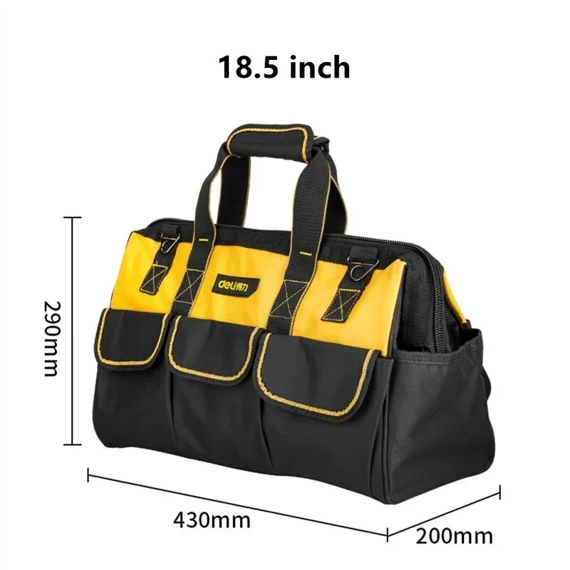 Deli Electrician Tool Bag 13/16/17/18Inch Woodworking Repair Tool Pouch Thickened Durable Large-capacity Toolbag