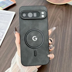 Sleek Retro Magnetic Leather Phone Case with Magsafe Charging Compatibility - Google Pixel 8 Pro (Black BB)