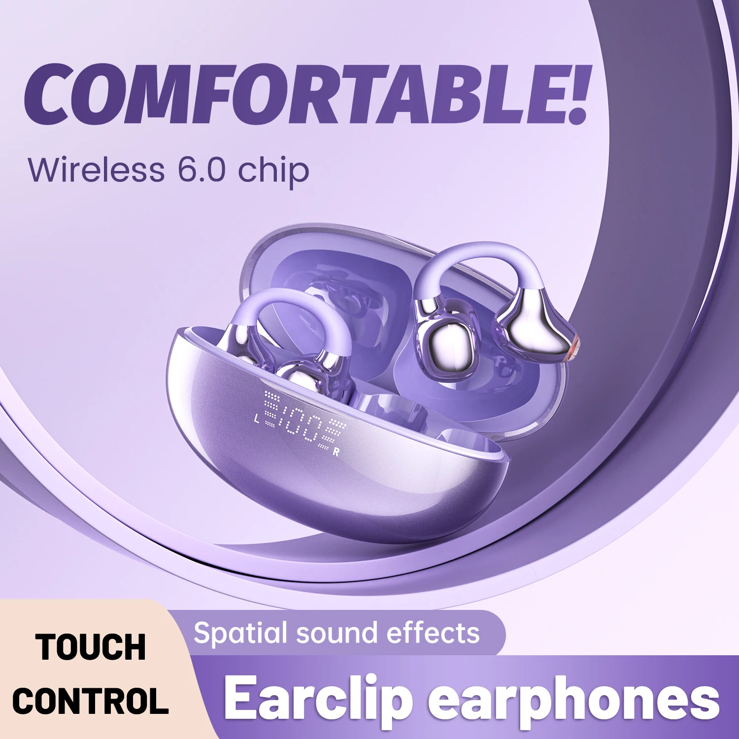 SK39 سماعات بلوتوث لاسلكية 6.0، سماعات أذن بمشبك للأذن، سماعة رأس رياضية للحد من الضوضاء، سماعات أذن للمكالمات الصوتية، هدية مفاجئة للبالغين