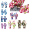 2PCS Breathable Women Garden Gloves Printed Pink Nylon Work Non-Slip Household Labor Protection Gloves For Mechanic Construction 1