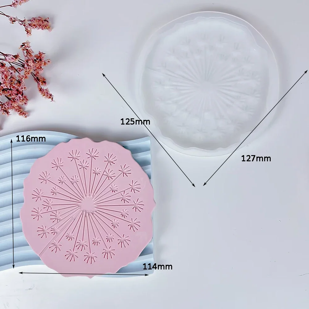 Flower Pattern Round Coaster Resin Silicone Molds Coffee Coaster Tray Mold Epoxy Resin Plaster Concrete Wine Glass Cup Mat Mould silicone mold flower silicone mould