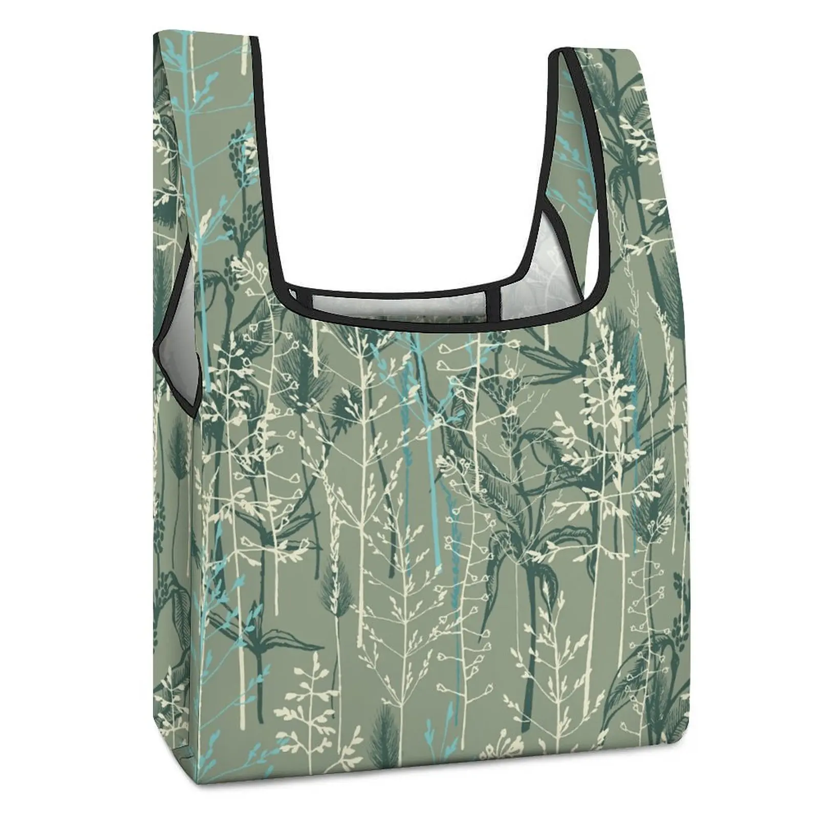 Custom Pattern Waterproof Foldable Shopping Bags Green Plain Print Bag Portable Folding Tote Bag Handbag Straps for Crossbody portable bungee cord 1m 1 6m 2m with 4 hooks outdoor camping cart straps bungee straps tie down luggage clothesline for hiking