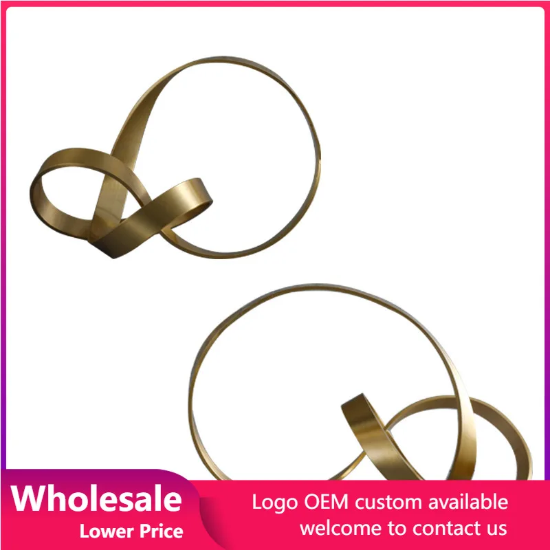 

Nordic Art Ornament Simple Metal Gold Hollow Out Twist Irregular Round Rings Home Desktop Space Creative Desktop Ornaments
