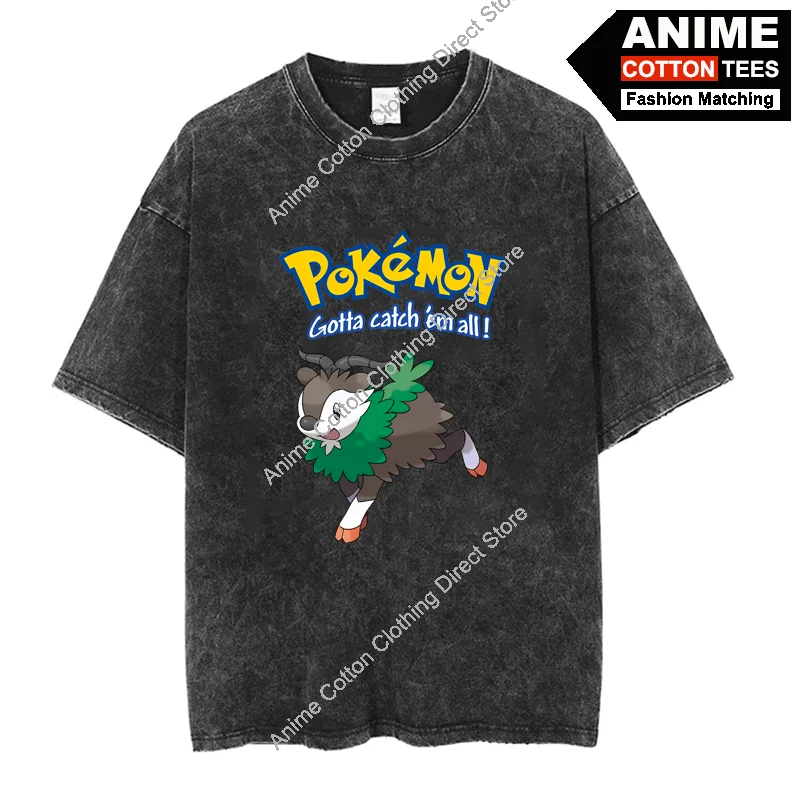 

Pokémon Skiddo T Shirt Cartoon Anime Pokemon Elf Print T-shirt Y2k Harajuku Street Casual Unisex Oversized Loose Tees Cotton