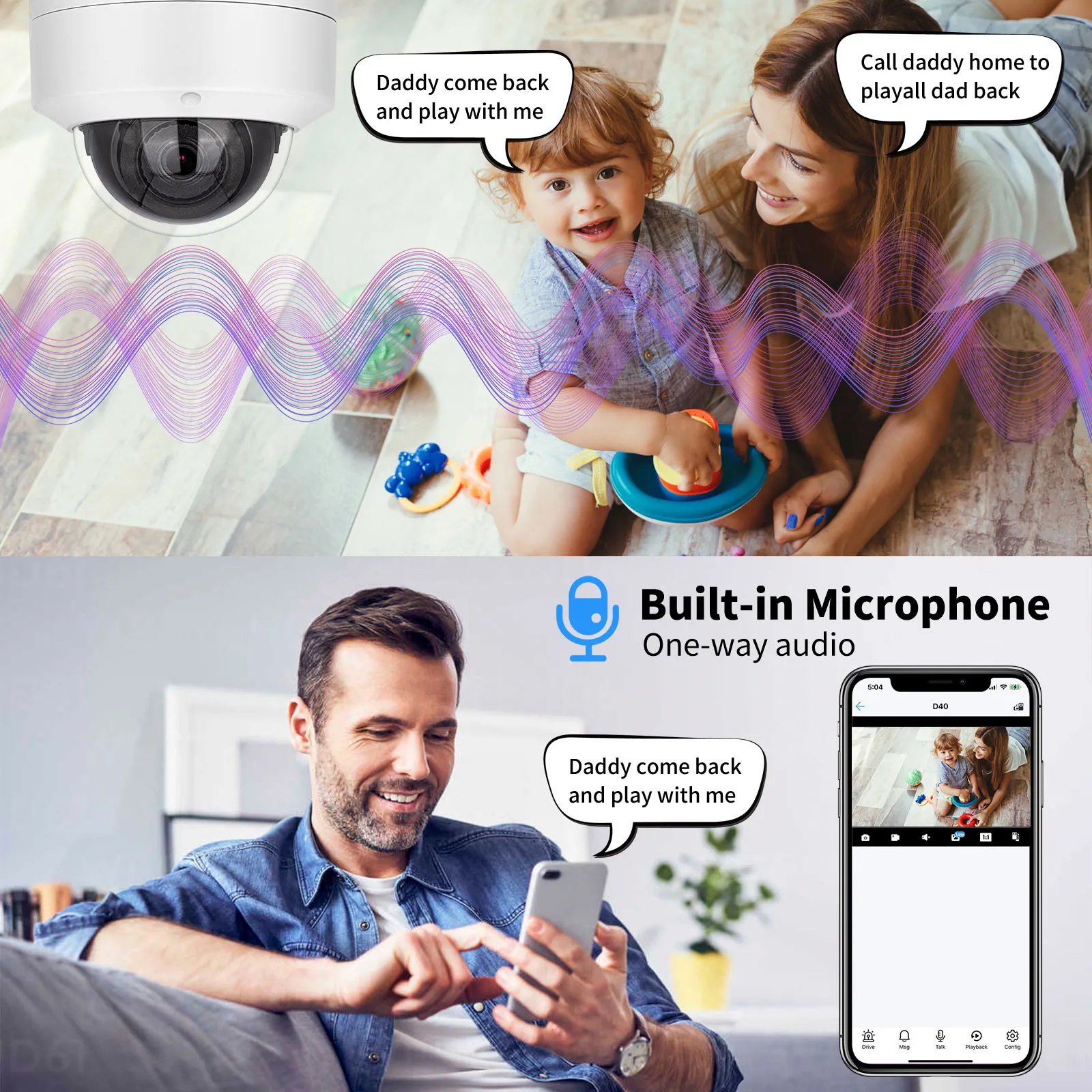 Vikylin Hik Compatible 4K 8MP Mini Dome IR Night Vision Security IP Camera Onvif Mic POE Human Vehicle Detection IP67 Home CCTV