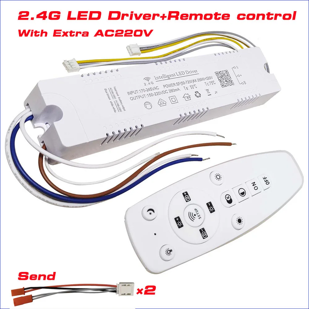 Description Picture 2 of item1Pair 2.4G Intelligent LED Driver Module 40-60Wx4 +220V RF Remote & APP Control Color Dimming and Changeable For Ceiling Lamp